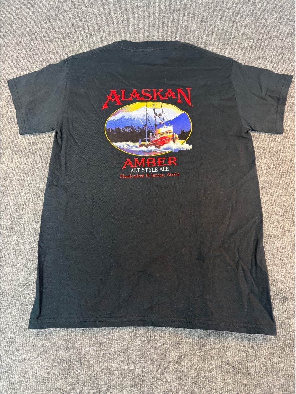 Vtg Gildan Sm Black Shirt Alaskan Amber Beer Handcrafted In Juneau Alaska